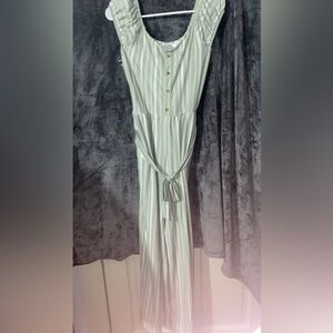 Light green with white stripes romper, size XL